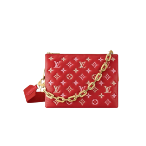 Louis Vuitton Coussin PM Shoulder Bag 10.2in/ 26cm Red Gold Hardware For Women M22397