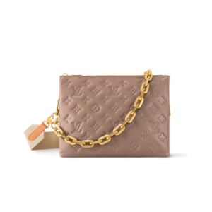 Louis Vuitton Coussin PM Shoulder Bag 10.2in/ 26cm Taupe Gold Hardware For Women M21263