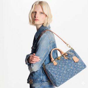 Alternative view of Louis Vuitton Speedy Soft 30 Top Handle Bag 11.8in/ 30cm Blue Denim Gold Hardware For Women M14430