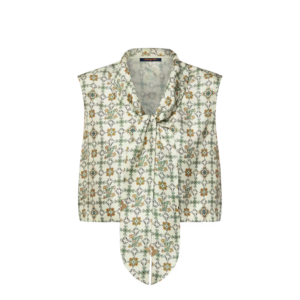 Louis Vuitton Cropped Nouveau Lavalliere Blouse Green/ Beige For Women