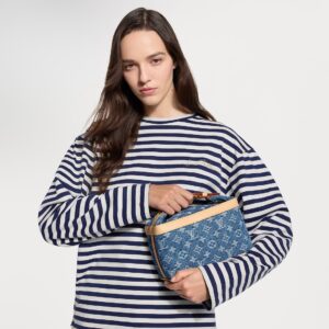 Alternative view of Louis Vuitton Cruiser Toiletry Top Handle Bag 8.7in/ 22cm Blue Denim Gold Hardware For Women M27945