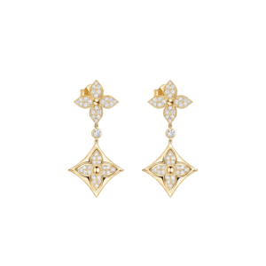 Louis Vuitton Diamond Floral Earrings Gold For Women
