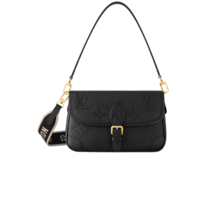 Louis Vuitton Diane Satchel Crossbody Bag 24cm/ 9.4in Black Gold Hardware For Women M46386