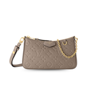 Louis Vuitton Easy Pouch On Strap Monogram Empreinte Creme Crossbody Bag 7.5in/ 19cm Grey Gold Hardware For Women‎