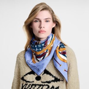 Alternative view of Louis Vuitton Flower And Straps Square 90 Scarf Blue Denim For Women M94977