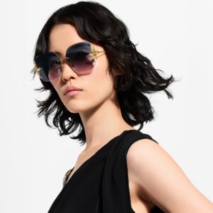 Alternative view of Louis Vuitton Flower Edge Metal Square Sunglasses Gradient Blue For Women Z3169U