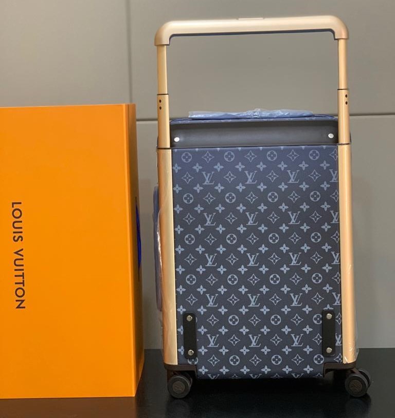 Louis Vuitton Horizon 55 Suitcase 21.7in/ 55cm Navy Blue Gold Hardware