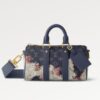 Louis Vuitton Keepall Bandouliere 25 Travel Bag 9.8in/ 25cm Ink Blue Monogram Bleach Gold Hardware For Men M46804 - Image 3