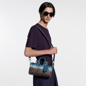 Alternative view of Louis Vuitton Keepall Bandouliere 25 Travel Bag 9.8in/ 25cm Blue Silver Hardware For Men M28026