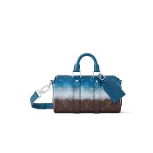 Louis Vuitton Keepall Bandouliere 25 Travel Bag 9.8in/ 25cm Blue Silver Hardware For Men M28026