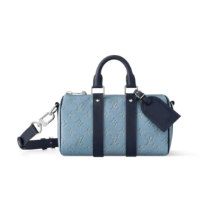 Louis Vuitton Keepall Bandouliere 25 Travel Bag 9.8in/ 25cm Blue Silver Hardware For Men M14681