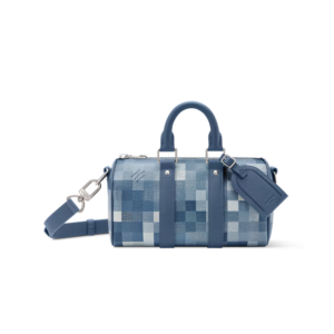 Louis Vuitton Keepall Bandouliere 25 Travel Bag 9.8in/ 25cm Indigo Damoflage Silver Hardware M28600