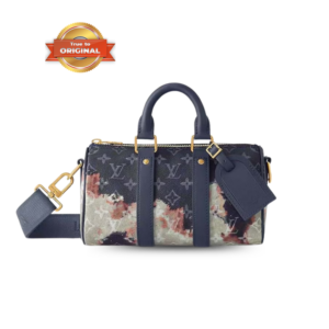 Louis Vuitton Keepall Bandouliere 25 Travel Bag 9.8in/ 25cm Ink Blue Monogram Bleach Gold Hardware For Men M46804