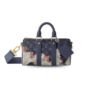Louis Vuitton Keepall Bandouliere 25 Travel Bag 9.8in/ 25cm Ink Blue Monogram Bleach Gold Hardware For Men M46804