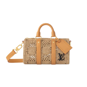 Louis Vuitton Keepall Bandouliere 25 Travel Bag 9.8in/ 25cm Natural Beige Gold Hardware M25010