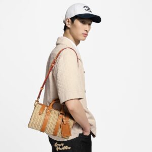 Alternative view of Louis Vuitton Keepall Bandouliere 25 Travel Bag 9.8in/ 25cm Natural Beige Rattan Gold Hardware M14455