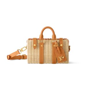 Louis Vuitton Keepall Bandouliere 25 Travel Bag 9.8in/ 25cm Natural Beige Rattan Gold Hardware M14455