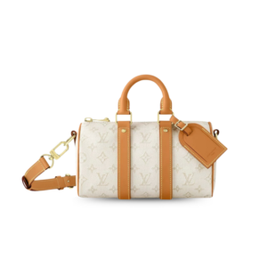 Louis Vuitton Keepall Bandouliere 25 Travel Bag 9.8in/ 25cm Off-White Gold Hardware M15076