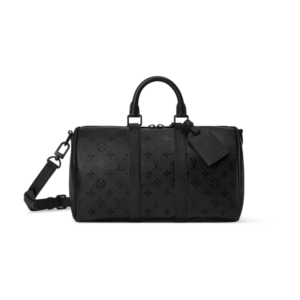 Louis Vuitton Keepall Bandouliere 35 Travel Bag 13.4in/ 34cm Black Monogram Midnight Black Hardware M28370