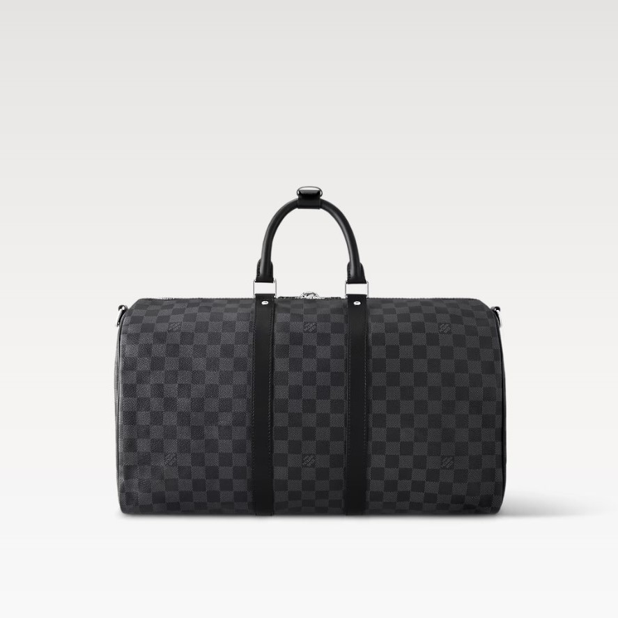 Louis Vuitton Keepall Bandouliere 45 Travel Bag 17.7in/ 45cm Black Damier Graphite Silver Hardware N41418