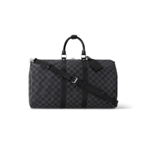 Louis Vuitton Keepall Bandouliere 45 Travel Bag 17.7in/ 45cm Black Damier Graphite Silver Hardware N41418