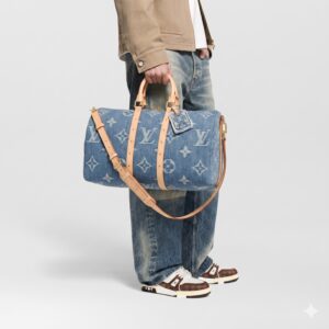 Alternative view of Louis Vuitton Keepall Bandouliere 45 Travel Bag 17.7in/ 45cm Blue Denim Gold Hardware M24315