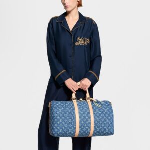 Alternative view of Louis Vuitton Keepall Bandouliere 45 Travel Bag 17.7in/ 45cm Blue Denim Gold Hardware M27943