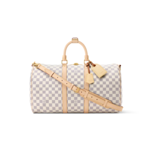 Louis Vuitton Keepall Bandouliere 45 Travel Bag 17.7in/ 45cm Damier Azur Gold Hardware N41430