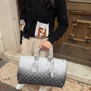 Alternative view of Louis Vuitton Keepall Bandouliere 45 Travel Bag 17.7in/ 45cm Frost Gradient Silver Hardware M12067