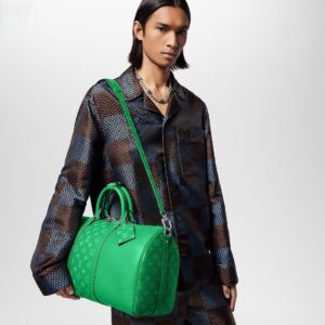 Alternative view of Louis Vuitton Keepall Bandouliere 45 Travel Bag 17.7in/ 45cm Green Silver Hardware M31046