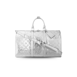 Louis Vuitton Keepall Bandouliere 45 Travel Bag 17.7in/ 45cm Silver Metallic Silver Hardware M12858