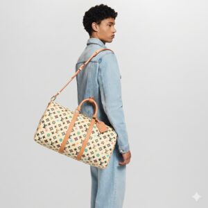 Alternative view of Louis Vuitton Keepall Bandouliere 45 Travel Bag 17.7in/ 45cm Vanilla Gold Hardware M25233