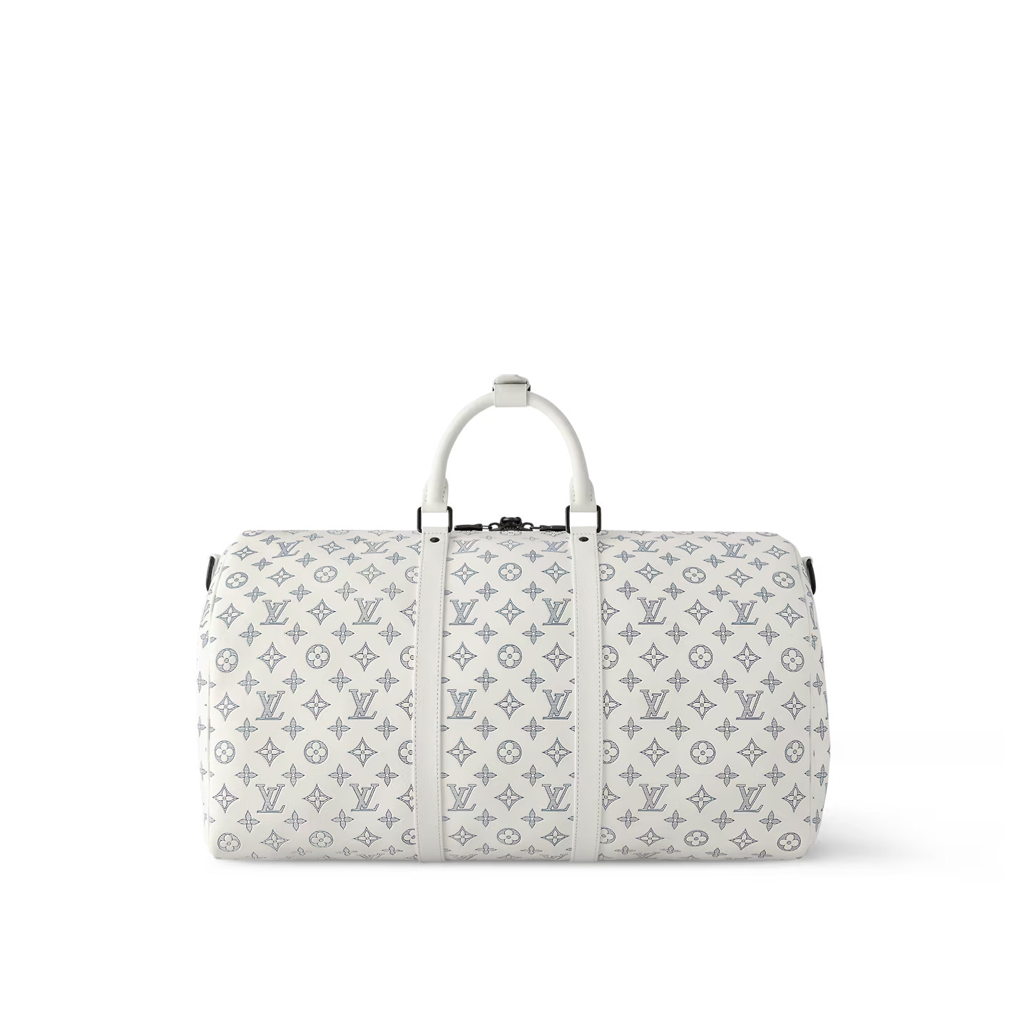 Louis Vuitton Keepall Bandouliere 50 Travel Bag 19.7in/ 50cm White Black Hardware M24954 - Image 5