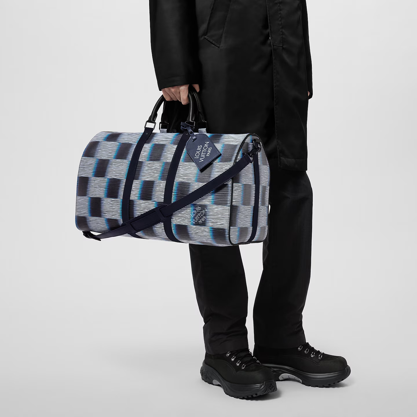 Louis Vuitton Keepall Bandouliere 50 Travel Bag 19.7in/ 50cm Blue Moon Black Hardware For Men M23771 - Image 4