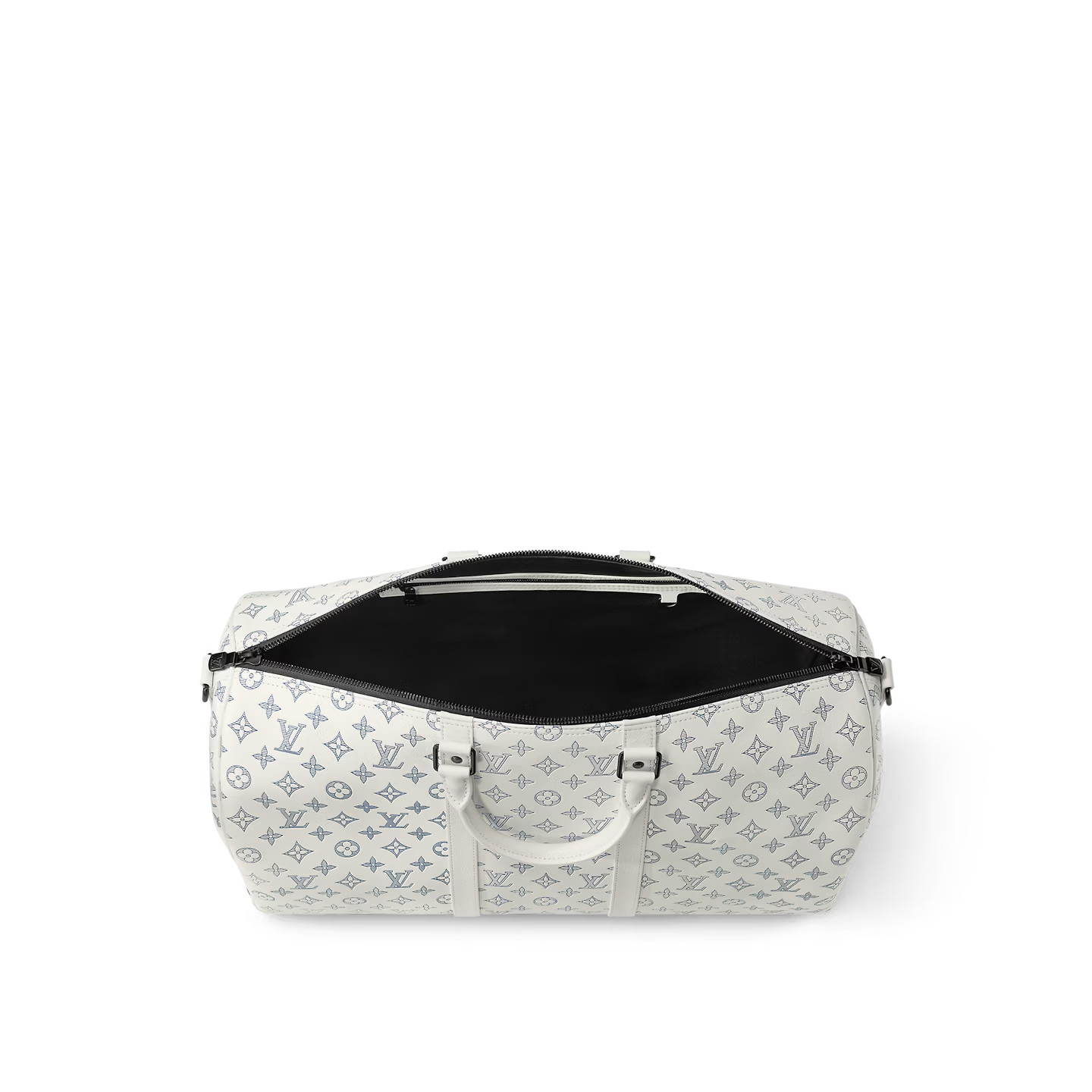 Louis Vuitton Keepall Bandouliere 50 Travel Bag 19.7in/ 50cm White Black Hardware M24954 - Image 4