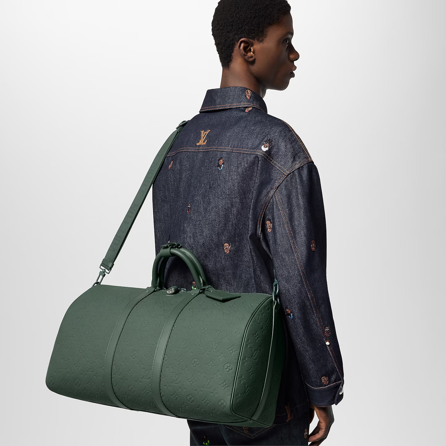 Louis Vuitton Keepall Bandouliere 50 Travel Bag 19.7in/ 50cm Green Matte Green Hardware M24440 - Image 3
