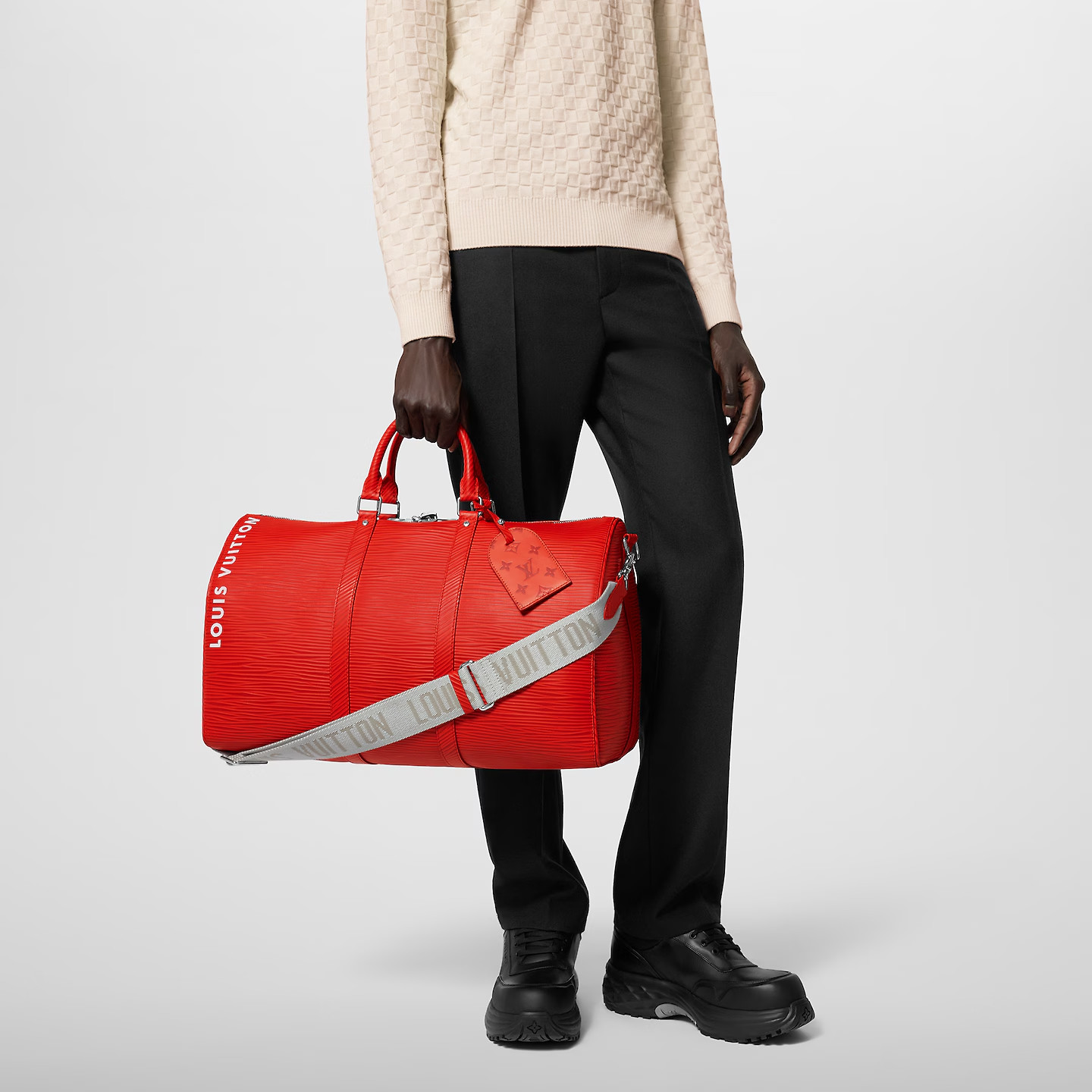 Louis Vuitton Keepall Bandouliere 50 Travel Bag 19.7in/ 50cm Red Palladium Hardware M23721