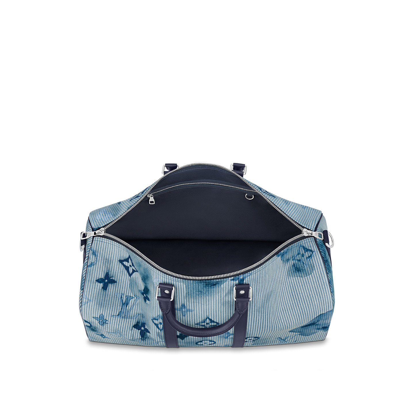 Louis Vuitton Keepall Bandouliere 50 Travel Bag 19.7in/ 50cm Blue For Men Silver Hardware M57946