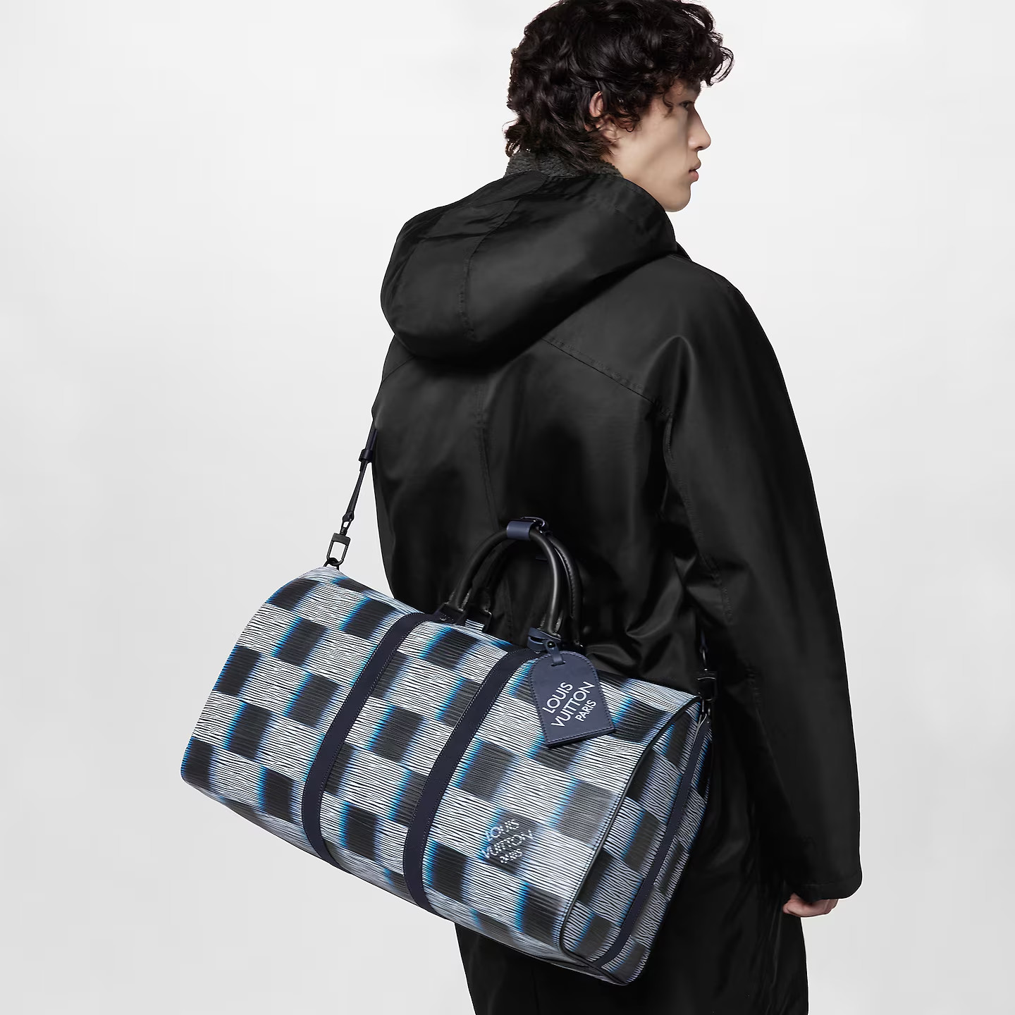 Louis Vuitton Keepall Bandouliere 50 Travel Bag 19.7in/ 50cm Blue Moon Black Hardware For Men M23771 - Image 3