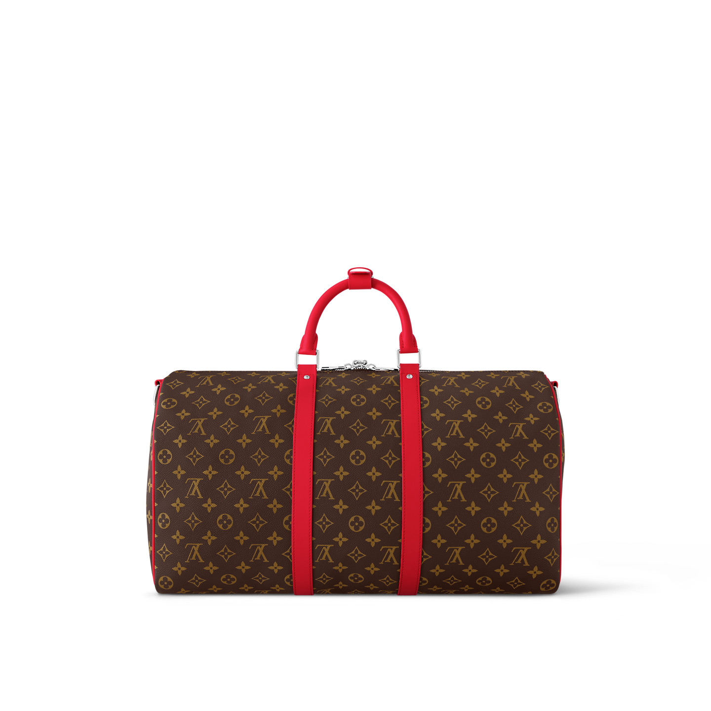 Louis Vuitton Keepall Bandouliere 50 Travel Bag 19.7in/ 50cm Brown/ Red Silver Hardware M46769