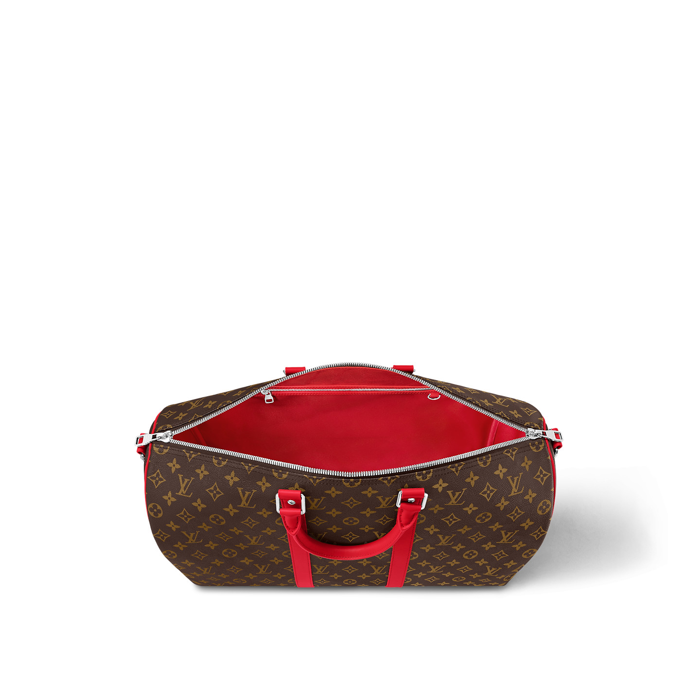 Louis Vuitton Keepall Bandouliere 50 Travel Bag 19.7in/ 50cm Brown/ Red Silver Hardware M46769