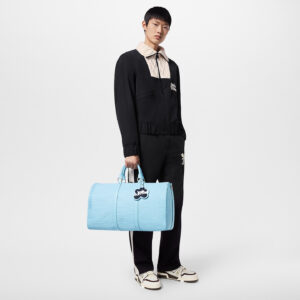 Alternative view of Louis Vuitton Keepall Bandouliere 50 Travel Bag 19.7in/ 50cm Sky Blue Silver Hardware M24949