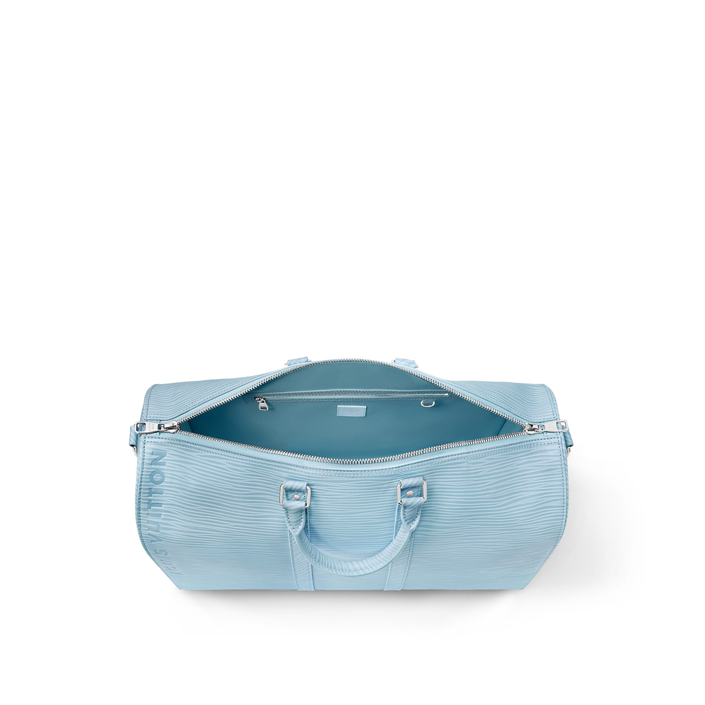Louis Vuitton Keepall Bandouliere 50 Travel Bag 19.7in/ 50cm Sky Blue Silver Hardware M24949 - Image 6