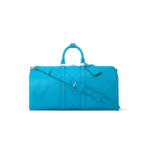 Louis Vuitton Keepall Bandouliere 50 Travel Bag 19.7in/ 50cm Tropical Blue Silver Hardware For Men M27791