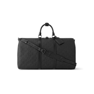 Louis Vuitton Keepall Bandouliere 50 Travel Bag 19.7in/ 50cm Black Matte Black Hardware M59025