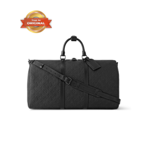 Louis Vuitton Keepall Bandouliere 50 Travel Bag 19.7in/ 50cm Black Matte Black Hardware M59025