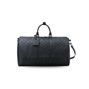 Louis Vuitton Keepall Bandouliere 50 Travel Bag 19.7in/ 50cm Black Monogram Shadow Matte Black Hardware M44810