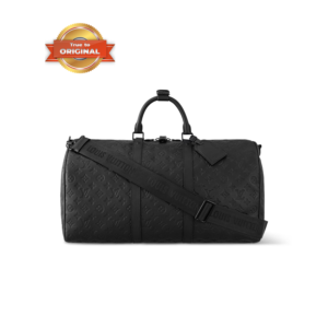 Louis Vuitton Keepall Bandouliere 50 Travel Bag 19.7in/ 50cm Black Monogram Shadow Matte Black Hardware M44810