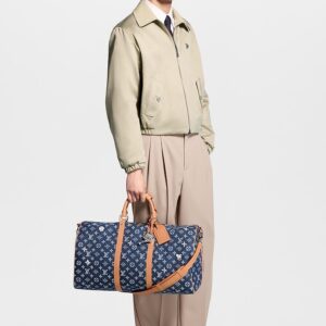 Alternative view of Louis Vuitton Keepall Bandouliere 50 Travel Bag 19.7in/ 50cm Blue Denim Silver Hardware M27781