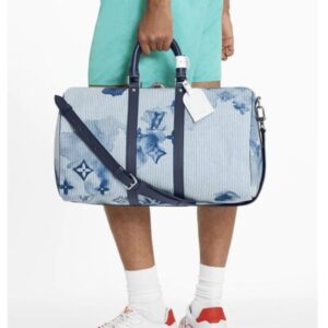 Alternative view of Louis Vuitton Keepall Bandouliere 50 Travel Bag 19.7in/ 50cm Blue For Men Silver Hardware M57946